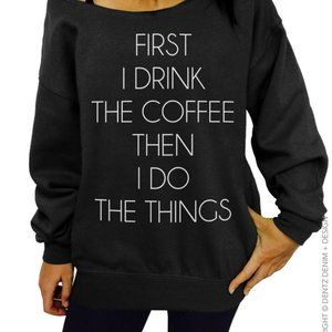 Black Slouchy Off the Shoulder Sweatshirt